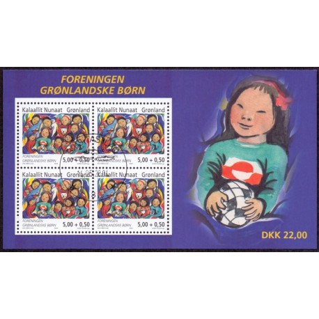 2004. 22,00. Foreningen Grønlandske børn, i miniark. AFA nr. 428a postfrisk stemplet