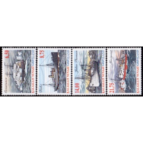 2004. 6,50-21,75 Kr. Skibsfart i Grønland III. AFA nr. 433-36 postfrisk stemplet