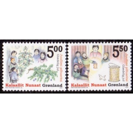2004. 5,00-5,50 Kr. Julefrimærke. AFA nr. 437-8 postfrisk stemplet