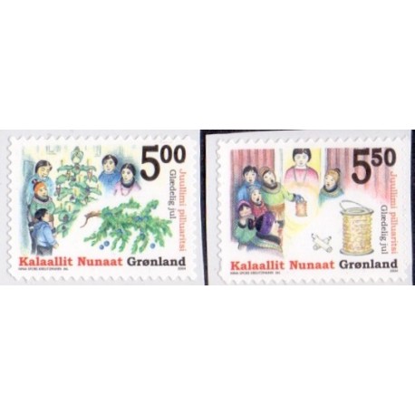2004. 5,00-5,50 Kr. Julefrimærke, fra hæfte. AFA nr. 437E-8E postfrisk stemplet