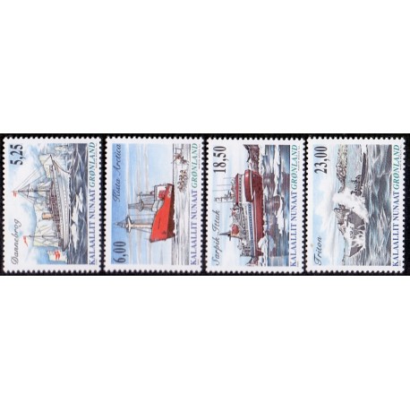 2005. 5,25-23,00 Kr. Skibsfart i Grønland IV. AFA nr. 449-52 postfrisk stemplet