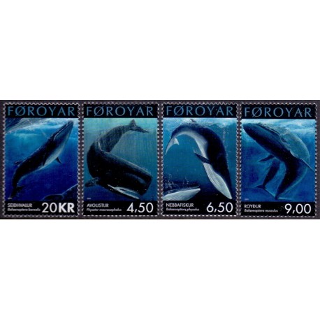 Færøerne 2001. Stor Hvaler AFA nr. 400-3 komplet postfrisk
