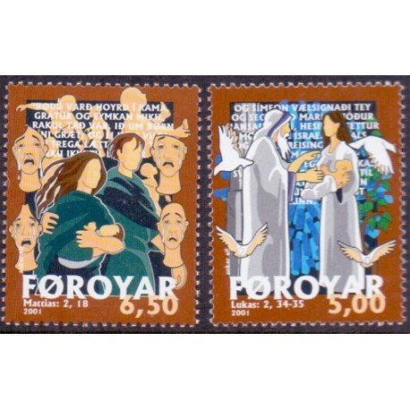Færøerne 2001. Julefrimærker AFA nr. 404+5 komplet postfrisk