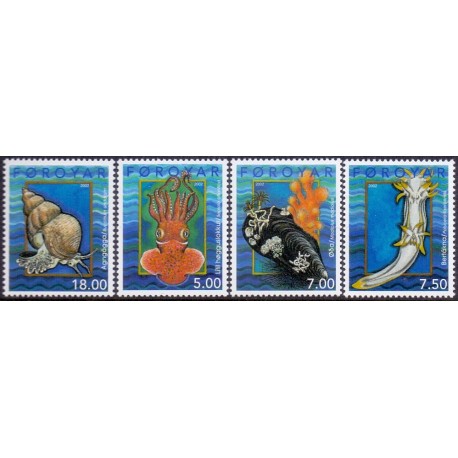 Færøerne 2002, Bløddyr AFA nr. 409-12 komplet postfrisk