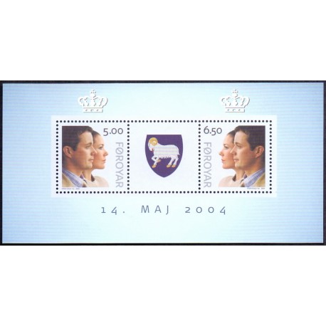 Færøerne 2004, Kongeligt bryllup AFA nr. 487-8 miniark postfrisk