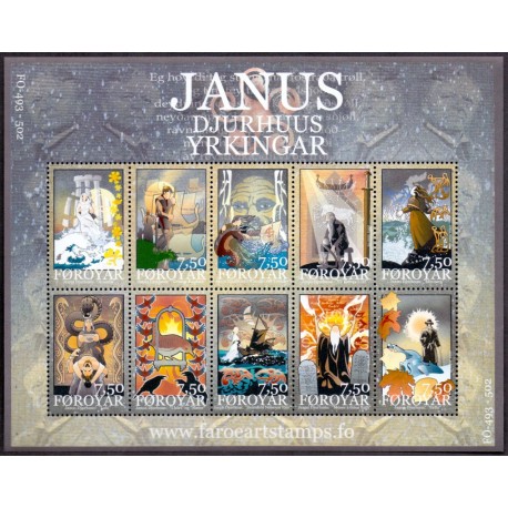 Færøerne 2004, Digte af Janus Djurhus AFA nr. 493-502 miniark postfrisk