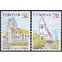 Færøerne 2004. 5,50-7,50 Kr. Kirkerne i Vagur og Tvøroyri  AFA nr. 503-4 postfrisk stemplet