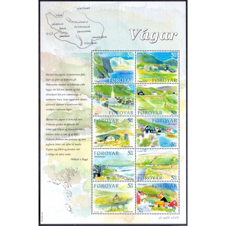 Færøerne 2005. Øen Vagar AFA nr. 508-17 miniark postfrisk