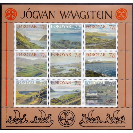 Færøerne 2005. Landskabsmaleren Jógvan Waagstein AFA nr. 526-34 miniark postfrisk