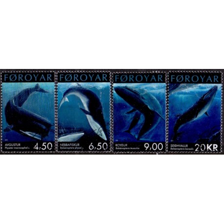 Færøerne 2001. Stor Hvaler AFA nr. 400-3 komplet postfrisk