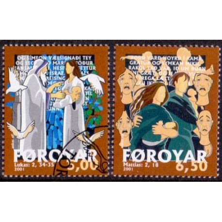 Færøerne 2001. Julefrimærker AFA nr. 404+5 komplet postfrisk