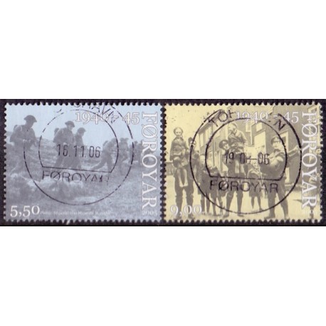 Færøerne 2005. 5,50-9,00 Kr. En venlig Okkupation. AFA nr. 535-36 stemplet postfrisk