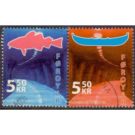 Færøerne 2006. 2x 5,50 Kr. Nordoya Tunnelen AFA nr. 566-67 postfrisk stemplet