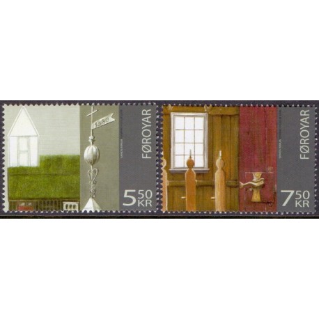 Færøerne 2006.5,50-7,50 Kr. Kirken i Sandur AFA nr. 576-7 postfrisk stemplet