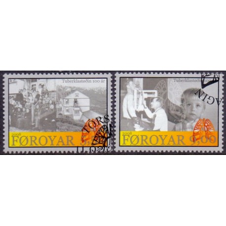 Færøerne 2008. 5,50-9,00 Kr. Tuberkolosesanatorium AFA nr. 625-26 postfrisk stemplet