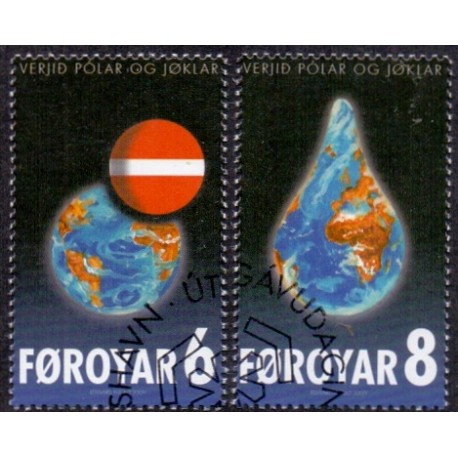Færøerne 2009. 6,00-8,00 Kr. Global opvarming  AFA nr. 664-65 postfrisk stemplet