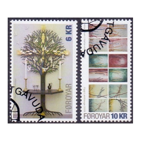 Færøerne 2009. 6,00-10,00 Kr. Julefrimærker AFA nr. 682-3 postfrisk stemplet