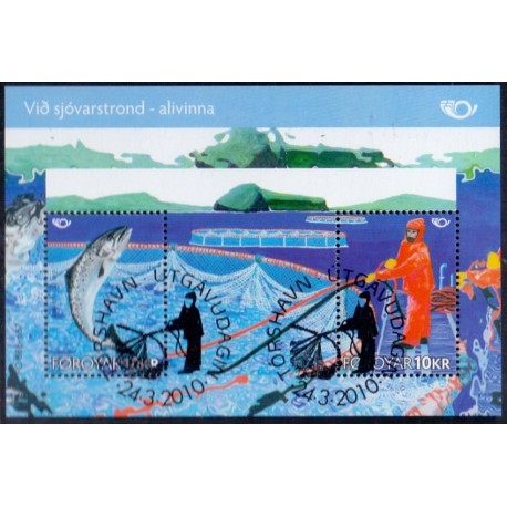 Færøerne 2010. 10,00 Kr. Norden ved havet i miniark. AFA nr. 695 postfrisk stemplet