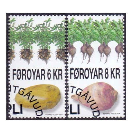 Færøerne 2010. 6,00-8,00 Kr. Kartofler og roer. AFA nr. 704-05 postfrisk stemplet