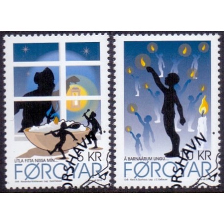 Færøerne 2010. 6,00-10,00 Kr. Julesange I. AFA nr. 706-07 postfrisk stemplet