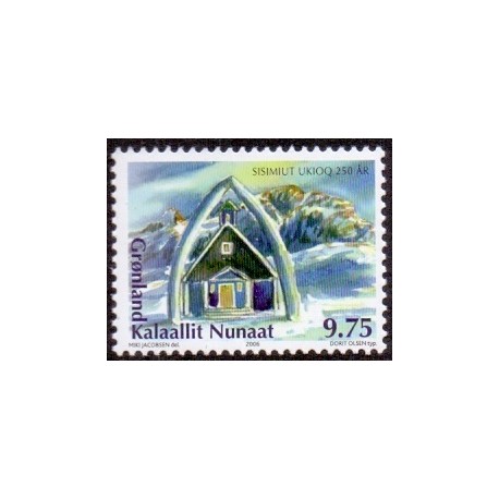2006. 9,25 Kr. Sisimut 250 år. AFA nr. 461 postfrisk stemplet