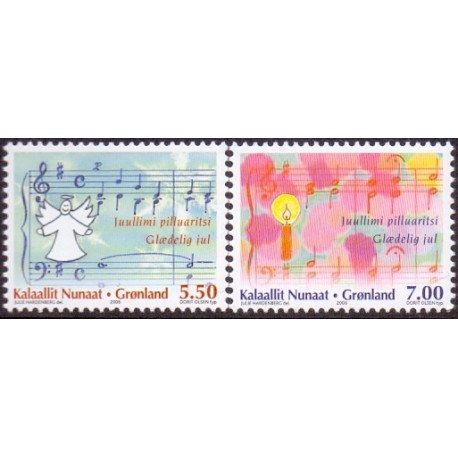 2006. 5,50-7,00 Kr. julefrimærker. AFA nr. 480-1 postfrisk stemplet