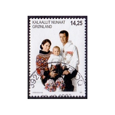 2007. 14,25 Kr. Kronprinsparret og Prins Christian. AFA nr. 490 postfrisk stemplet