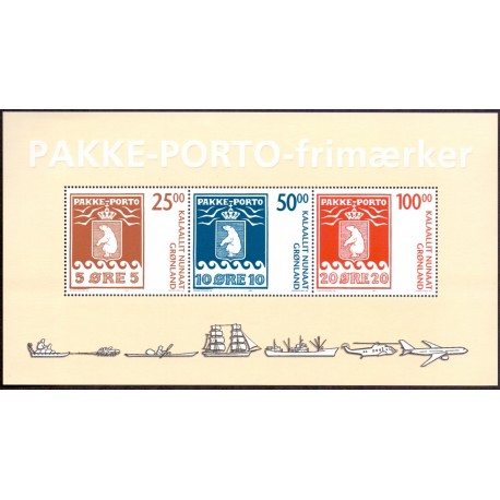 2007. 175,00 Kr. Pakkeportomærkerne 100 år III, i miniark. AFA nr. 492 postfrisk stemplet