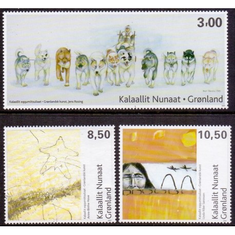 2007. 3,00-10,50 Kr. Moderne kunst I. AFA nr. 493-5 postfrisk stemplet