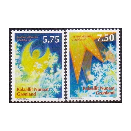 2007. 5,75-7,50 Kr. Julefrimærker. AFA nr. 503-04 ** postfrisk stemplet