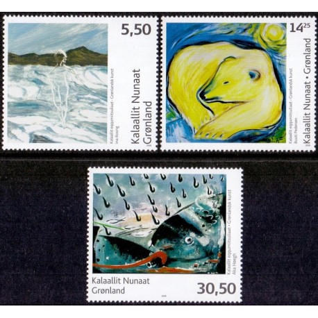 2008. 5,50-30,50 Kr. Moderne kunst III.  AFA nr. 507-9 postfrisk stemplet