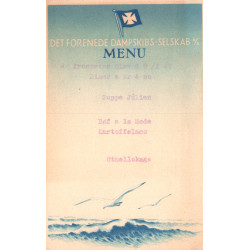 DFDS, Menukort kronprins Olav  8/2-47