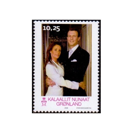 2008. 10,25 Kr. Royalt Bryllup. AFA nr. 518 postfrisk stemplet