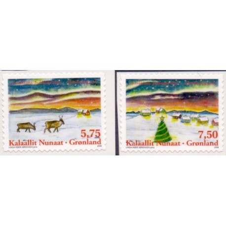 2008. 5,75-7,50 Kr. Julefrimærker, fra hæfte. AFA nr. 526E-7E postfrisk stemplet