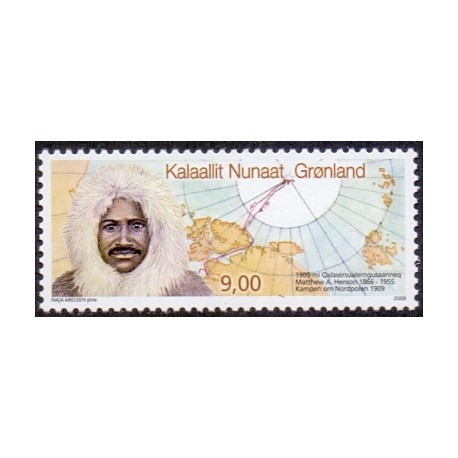 2009. 9,00 Kr. Matthew A. Henson. AFA nr. 537 postfrisk stemplet