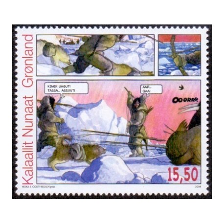 2009. 15,50 Kr. Grønlandske tegneserier I. AFA nr. 538 postfrisk stemplet