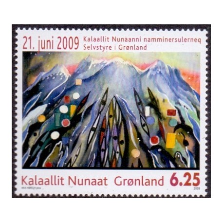 2009. 6,25 Kr. Selvstyre i Grønland. AFA nr. 543 postfrisk stemplet