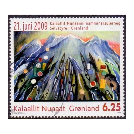 2009. 6,25 Kr. Selvstyre i Grønland. AFA nr. 543 postfrisk stemplet