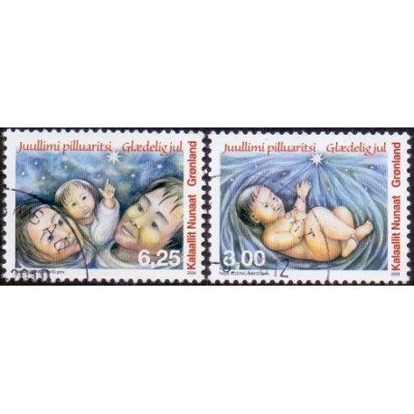 2009. 6,25-8,00 Kr. Julefrimærker. AFA nr. 552-3 postfrisk stemplet