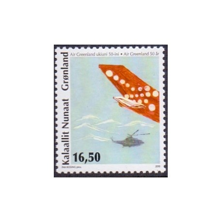 2010. 16,50 Kr. Air Greenland 50 år. AFA nr. 561 postfrisk stemplet