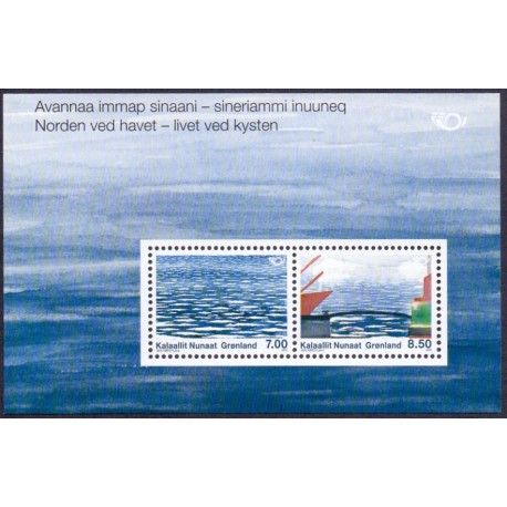 2010. 15,50 Kr. Norden ved havet, i miniark.  AFA nr. 565 postfrisk stemplet