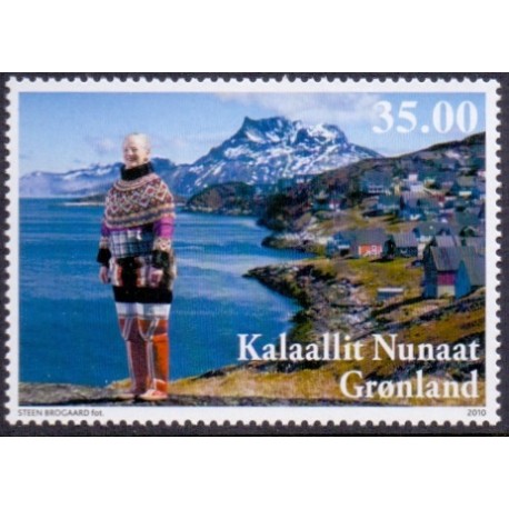 2010. 35,00 Kr. Dr. Margrethe. 70 år. AFA nr. 566 postfrisk stemplet