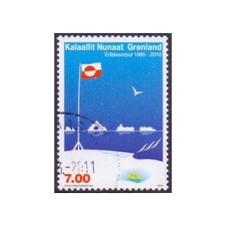 2010. 7,00 Kr. Det grønlandske flag 25 år. AFA nr. 567 postfrisk stemplet