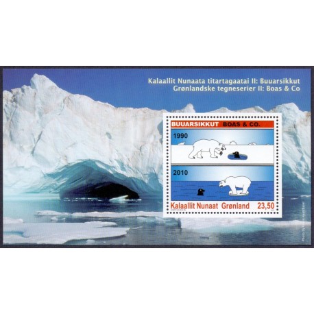 2010. 23,50 Kr. Grønlandske tegneserier II, i miniark. AFA nr. 569 postfrisk stemplet