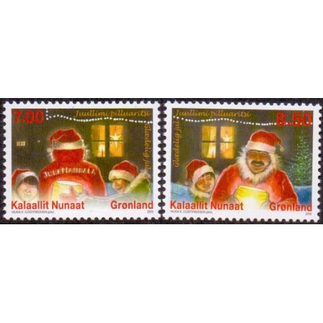 2010. 7,00-8,50 Kr. julefrimærke. AFA nr. 576-77 postfrisk stemplet