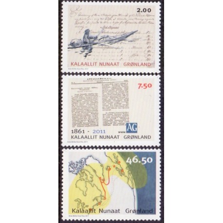 2011. 2,00-46,50 Kr. Kommunikation i Grønland. AFA nr. 578-80 postfrisk stemplet