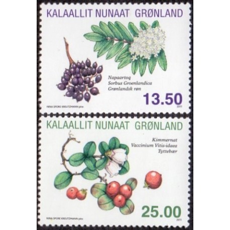 2011. 13,50-25,00. Grønlandske krydderurter I. AFA nr. 586-7 postfrisk stemplet