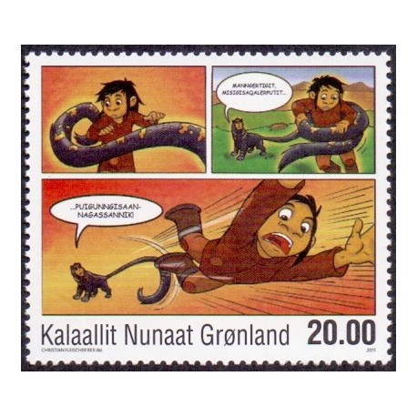 2011. 20,00 Kr. Grønlandske tegneserier III. AFA nr. 592 postfrisk stemplet