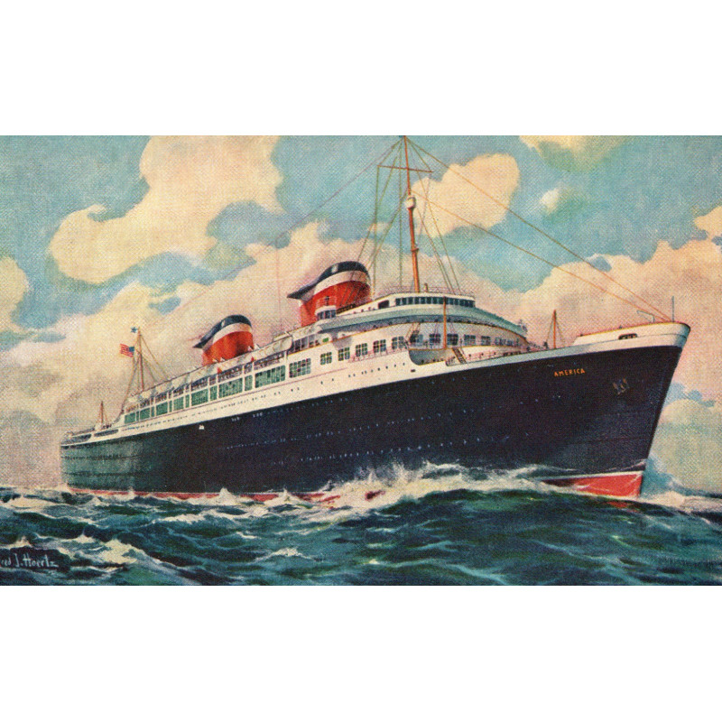 USA. United States Line, S/S AMERICA, ubrugt