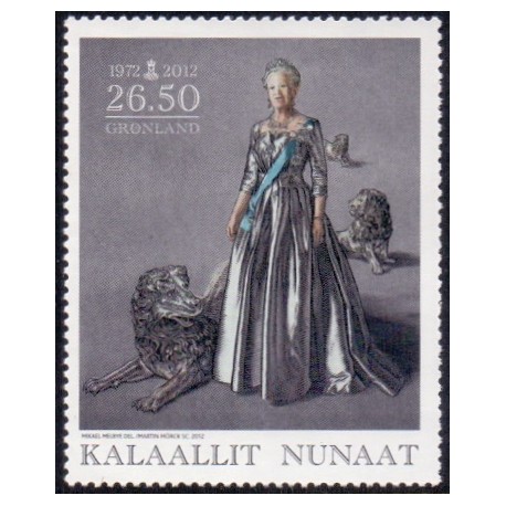 2012. 26,50 Kr. Dr. Margrethe 40 år. AFA nr. 604 postfrisk stemplet